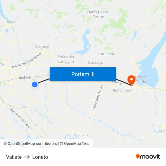 Vailate to Lonato map