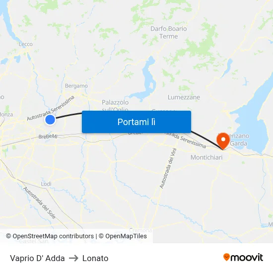 Vaprio D' Adda to Lonato map