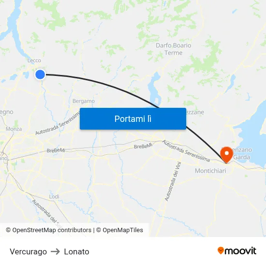 Vercurago to Lonato map