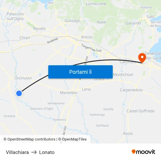 Villachiara to Lonato map