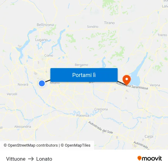 Vittuone to Lonato map