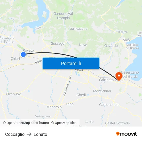 Coccaglio to Lonato map