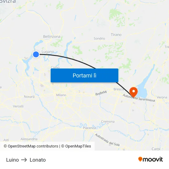 Luino to Lonato map