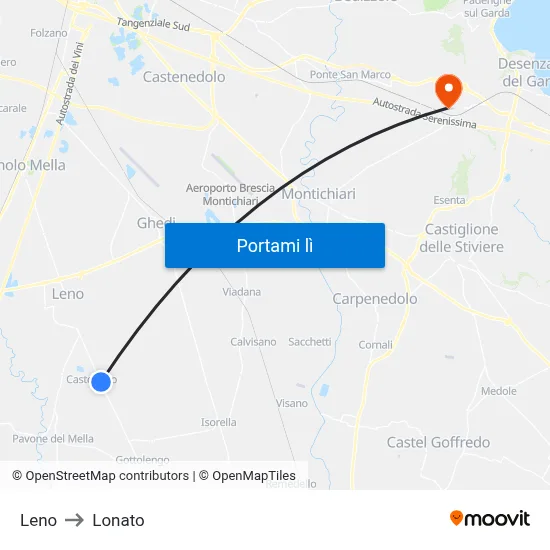 Leno to Lonato map