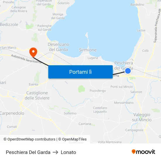 Peschiera Del Garda to Lonato map