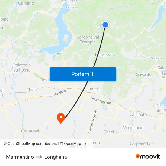 Marmentino to Longhena map