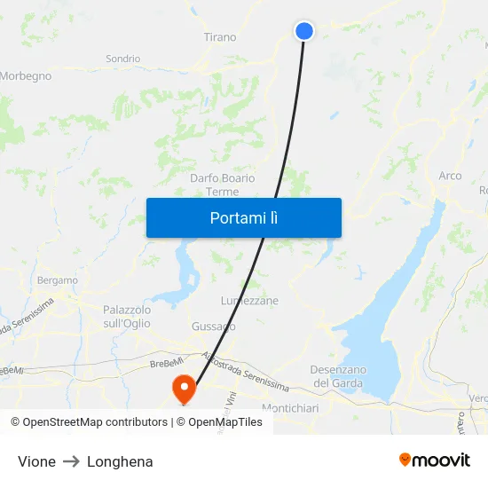 Vione to Longhena map