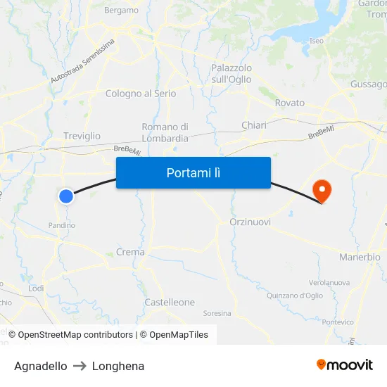Agnadello to Longhena map