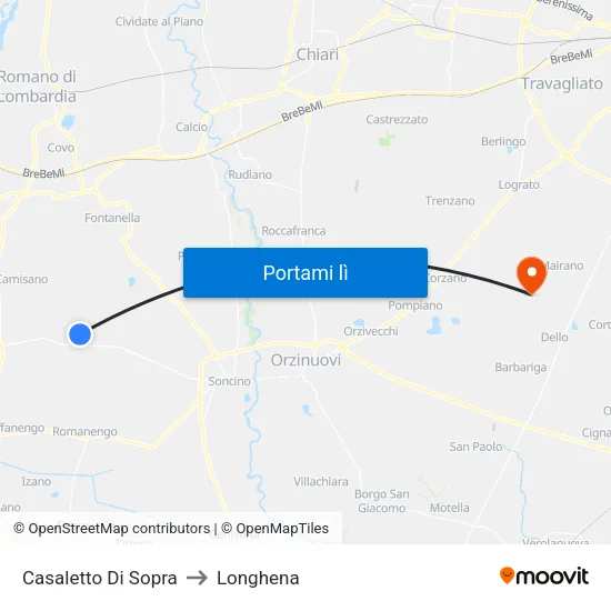 Casaletto Di Sopra to Longhena map
