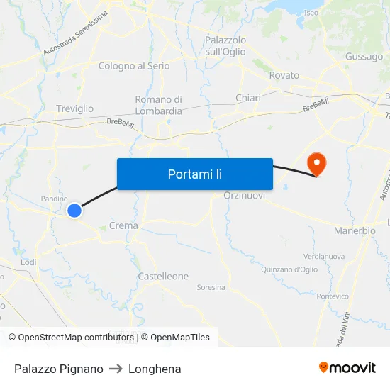 Palazzo Pignano to Longhena map