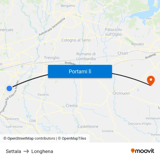 Settala to Longhena map