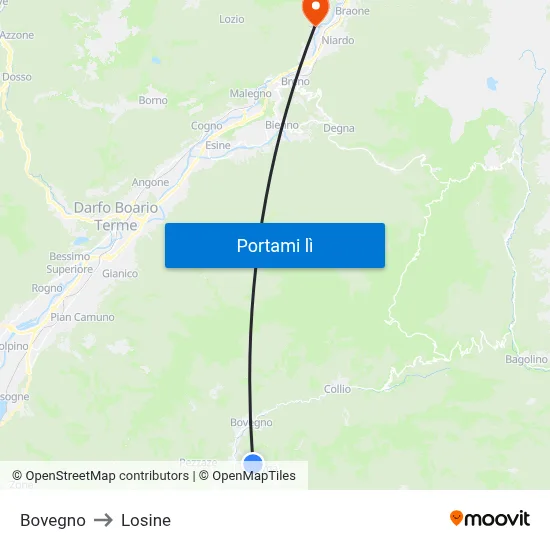 Bovegno to Losine map