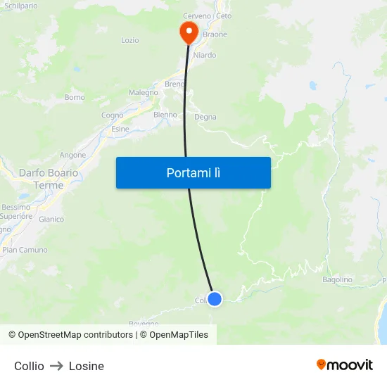 Collio to Losine map