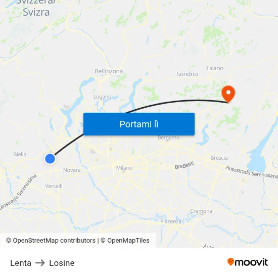 Lenta to Losine map