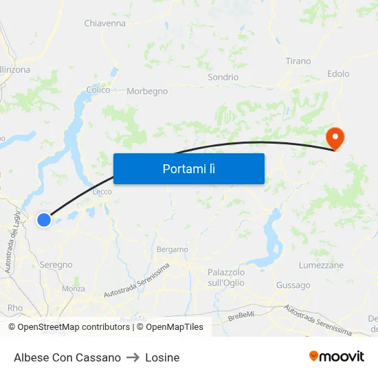 Albese Con Cassano to Losine map