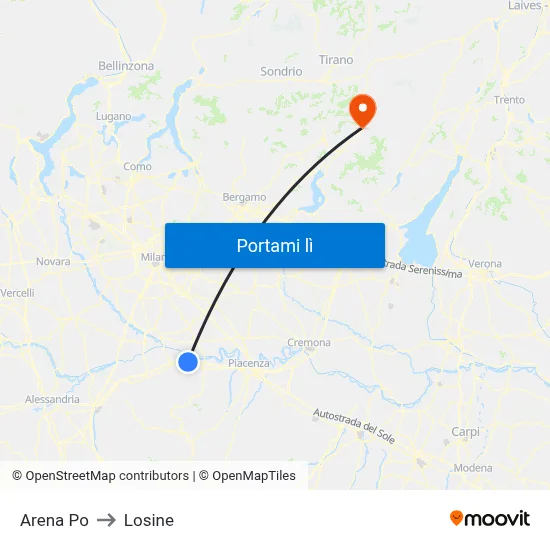 Arena Po to Losine map