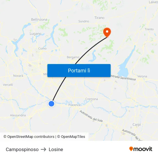 Campospinoso to Losine map