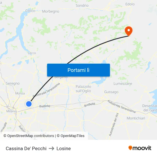 Cassina De' Pecchi to Losine map
