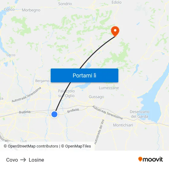 Covo to Losine map