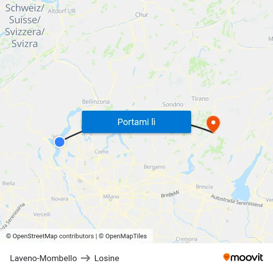 Laveno-Mombello to Losine map