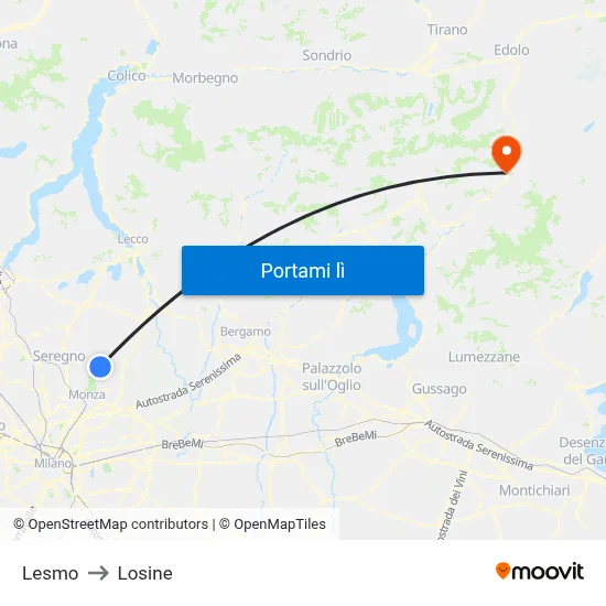 Lesmo to Losine map