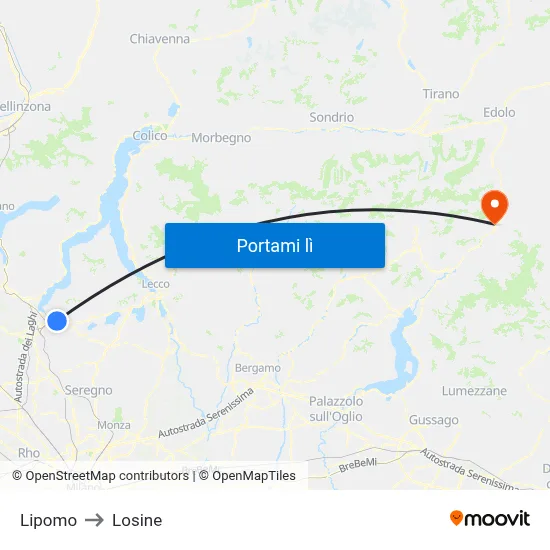 Lipomo to Losine map