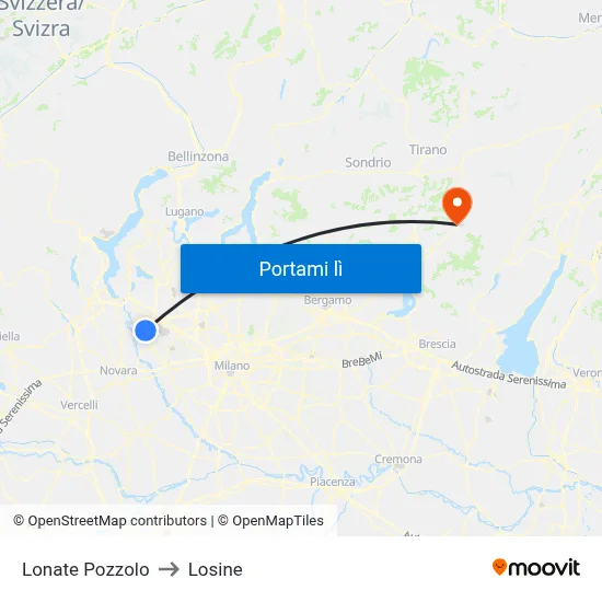 Lonate Pozzolo to Losine map
