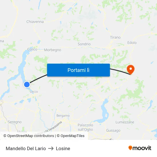 Mandello Del Lario to Losine map