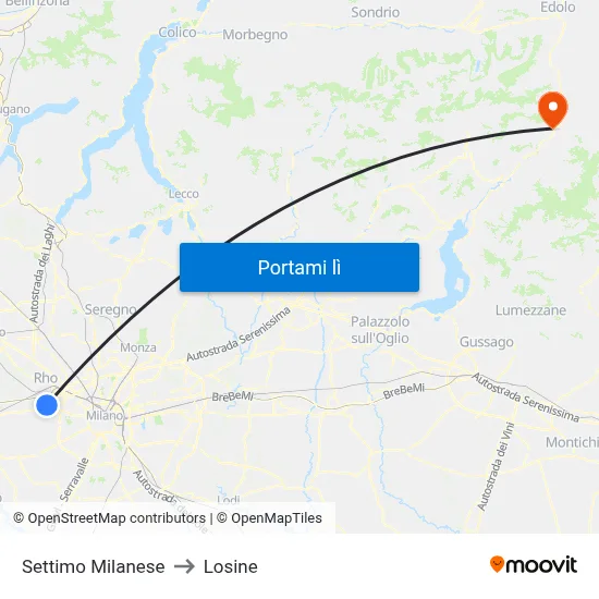 Settimo Milanese to Losine map