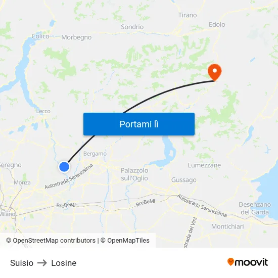 Suisio to Losine map