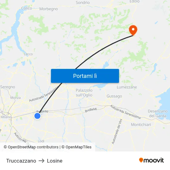 Truccazzano to Losine map