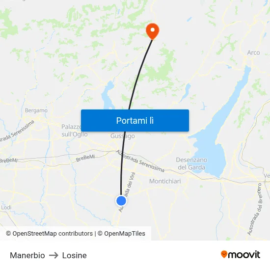 Manerbio to Losine map