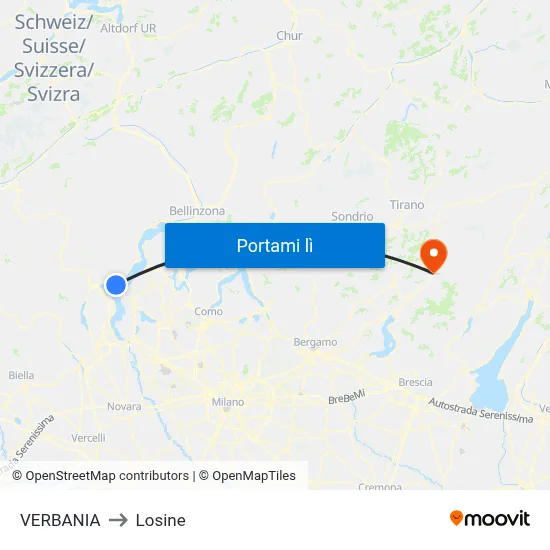 VERBANIA to Losine map