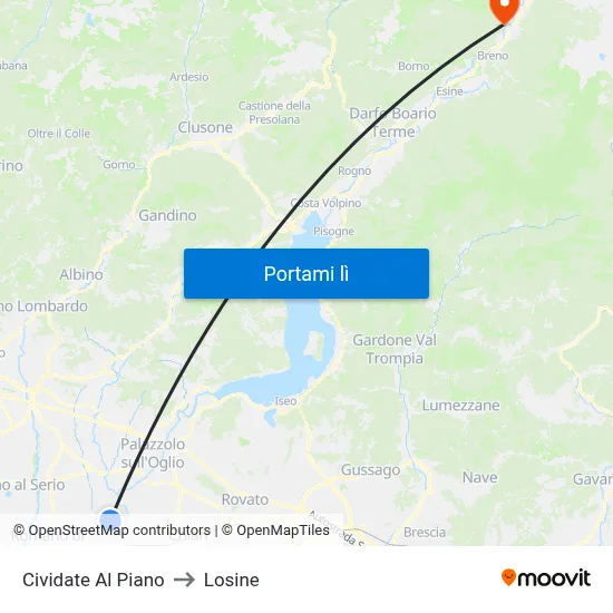 Cividate Al Piano to Losine map