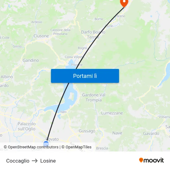 Coccaglio to Losine map