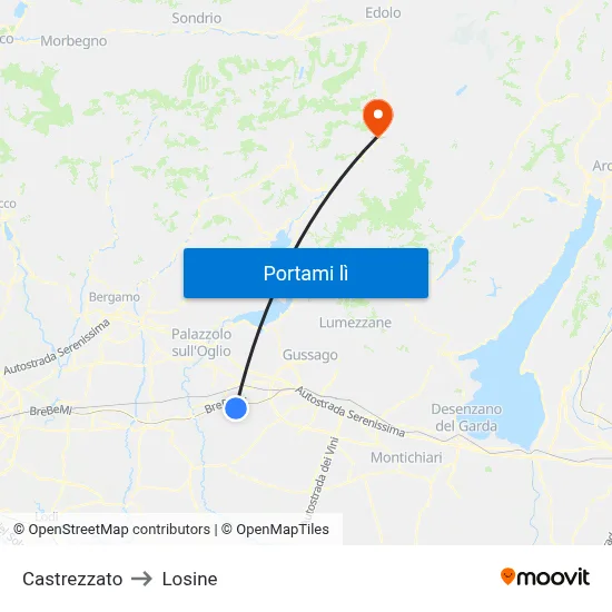 Castrezzato to Losine map