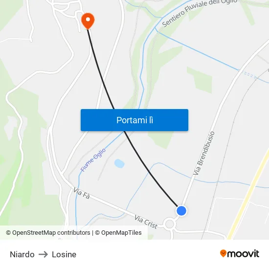 Niardo to Losine map