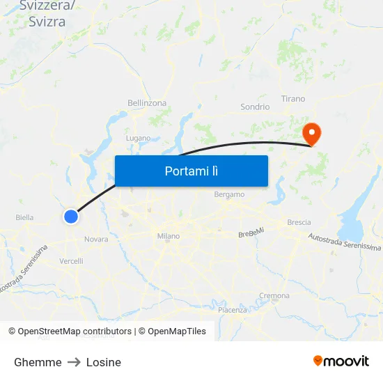 Ghemme to Losine map