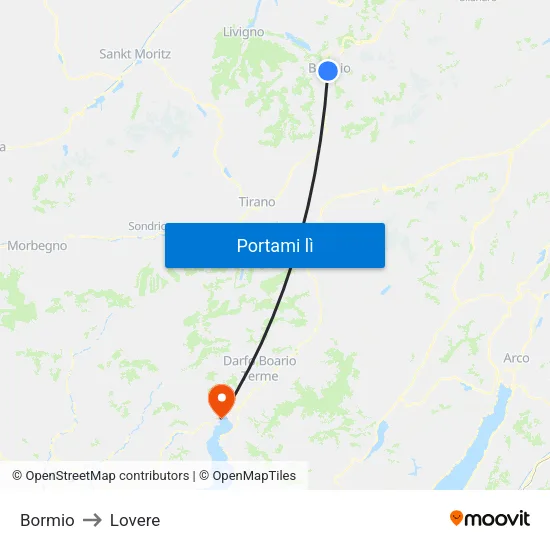 Bormio to Lovere map