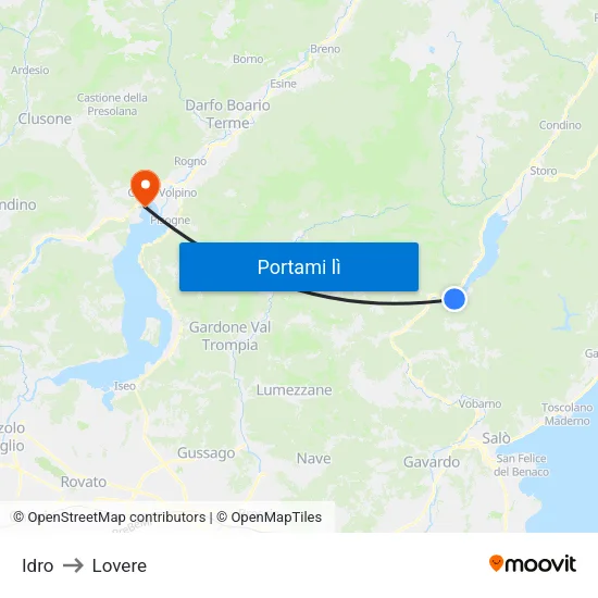 Idro to Lovere map