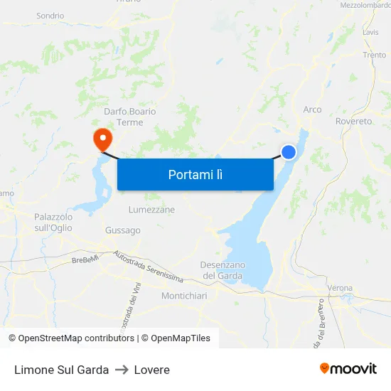 Limone Sul Garda to Lovere map