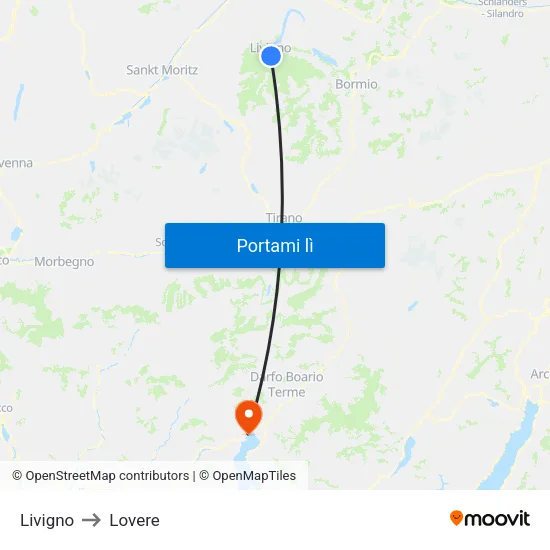 Livigno to Lovere map
