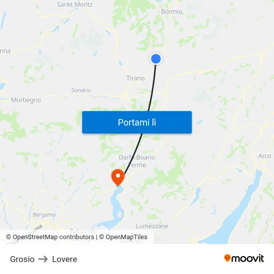 Grosio to Lovere map