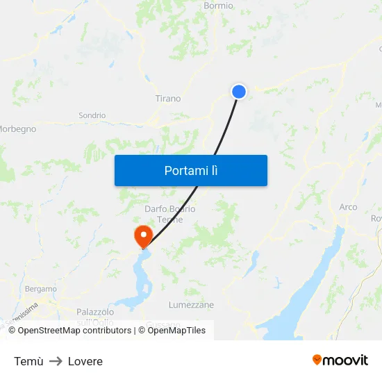 Temù to Lovere map