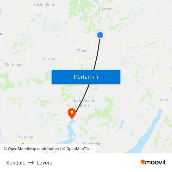 Sondalo to Lovere map