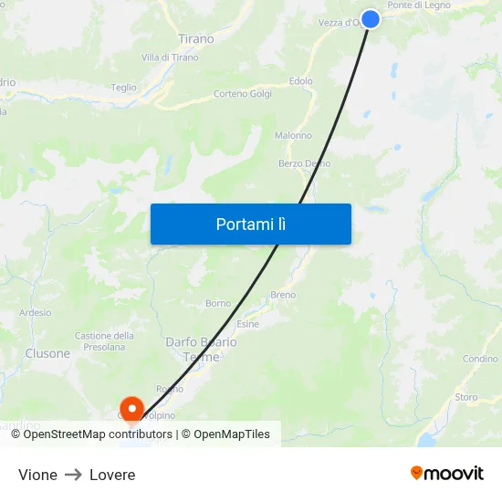 Vione to Lovere map