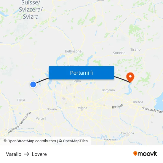Varallo to Lovere map