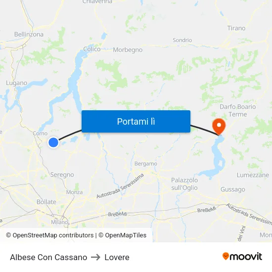 Albese Con Cassano to Lovere map
