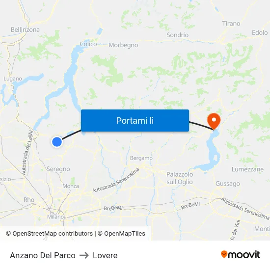Anzano Del Parco to Lovere map