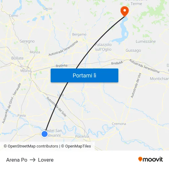 Arena Po to Lovere map